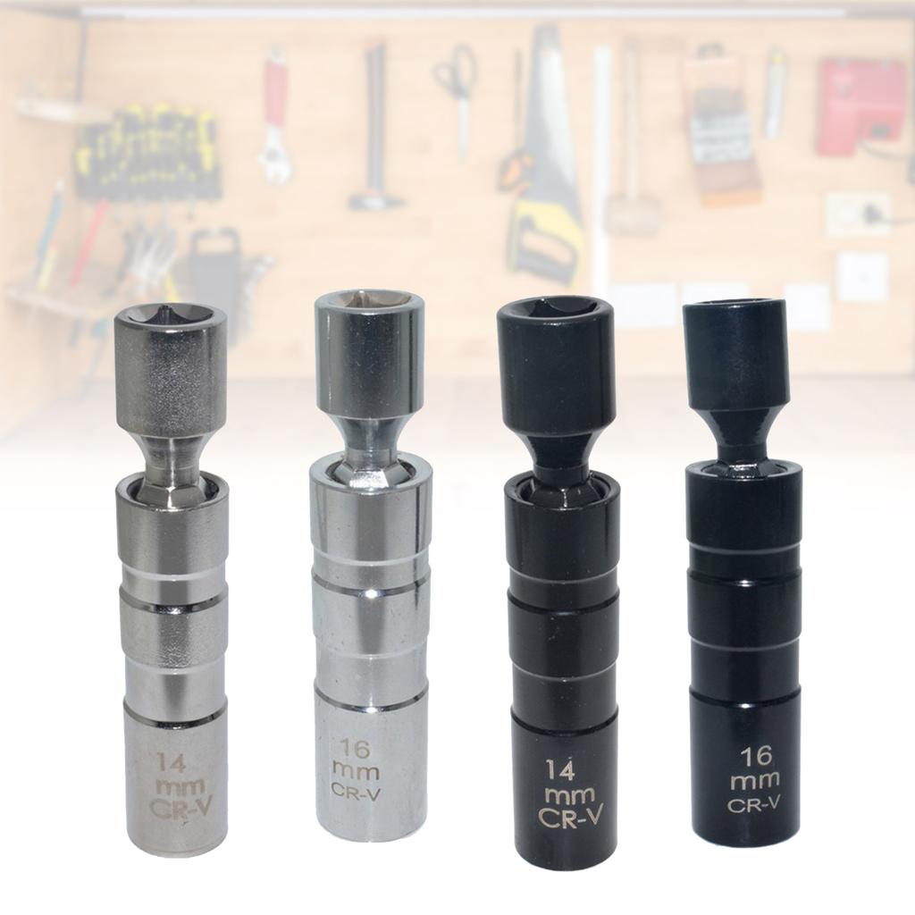 14mm 16mm Thin Wall Swivels Magnetic Spark Plug Socket 3/8inch Drive 12 Point Spark Plug Socket Removal for Motorcycle