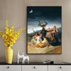 Witches Sabbath Vintage Poster Antique Painting Wall Art Picture Devil Satan Horned Goat Canvas Print Decoration