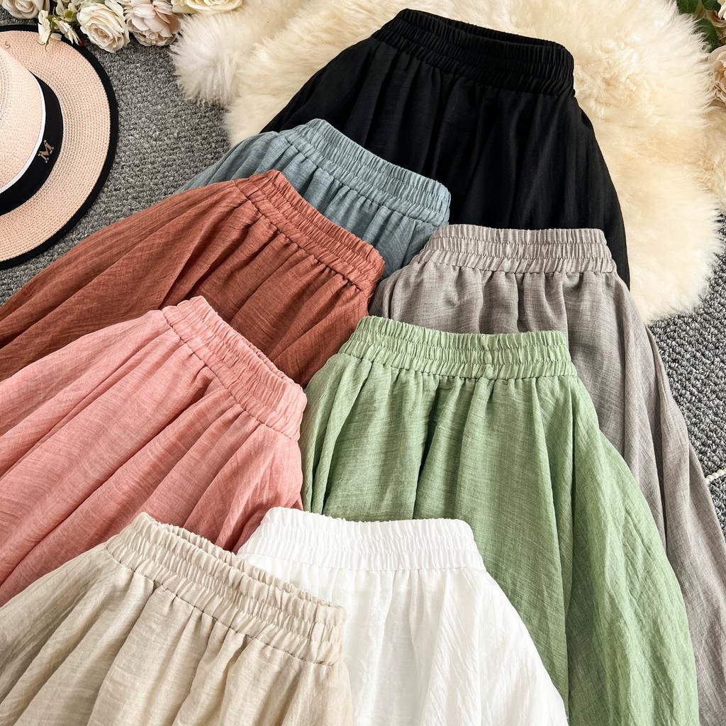 Dimanaf 2025 Summer Solid Women New Skirts Elastic Elegant White Pleated Skirts Lace High Waist