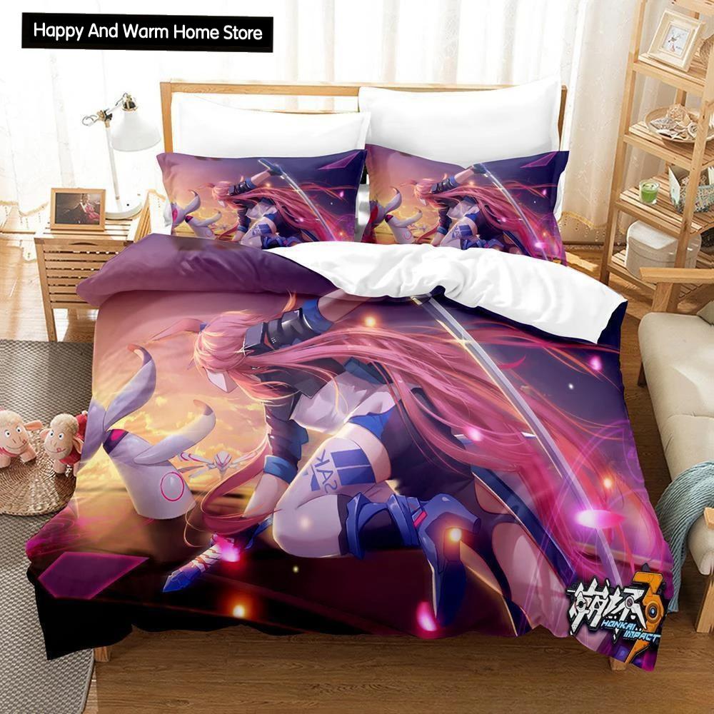 Honkai Impact 3 Bedding Set Anime Duvet Cover Single Twin Full Queen King Size for Adult Boy Bedroom