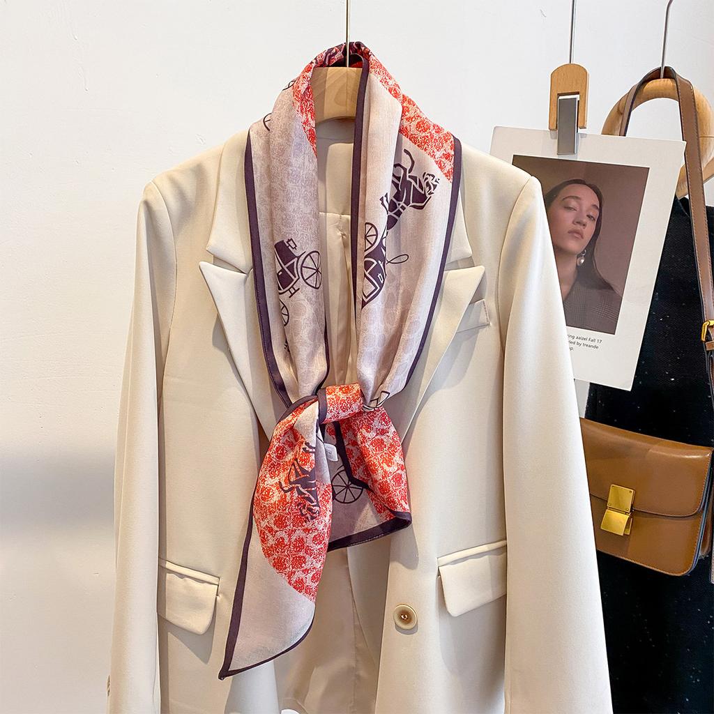 Geometric Scarf Fashion Versatile Professional Scarf Double-layer Strip Scarf Spring Summer and Autumn New Multi-functional Women