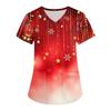 Women's Fashion V-neck Short Sleeve Workwear With Pockets Christmas Printed Tops