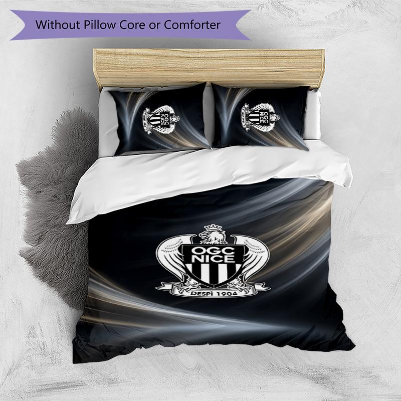 OGC Nice FC Printed 3PCS Bedding Set Breathable Duvet Cover with Pillowcases Decorative Bed Linen for Bedroom Home