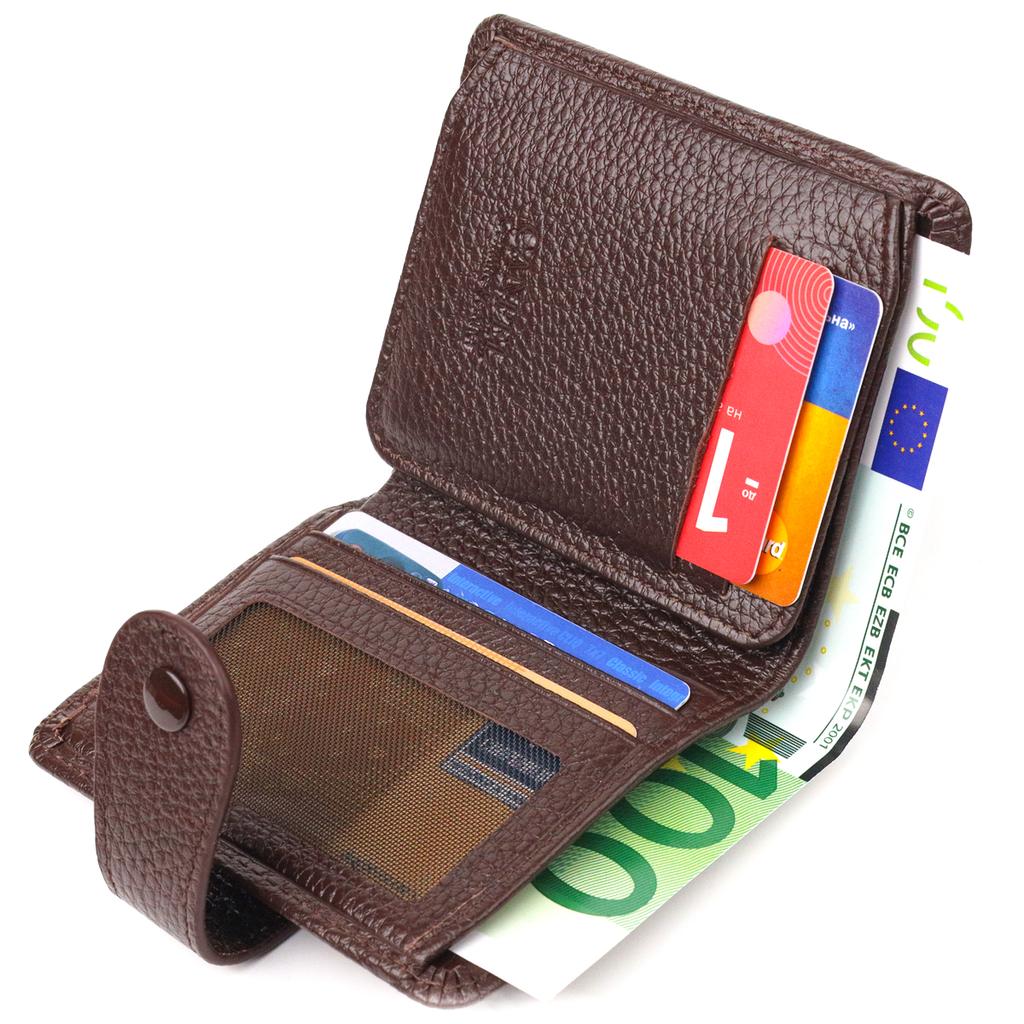 Компактный мужской кошелек из натуральной зернистой кожи CANPELLINI Purse 21686 Коричневый