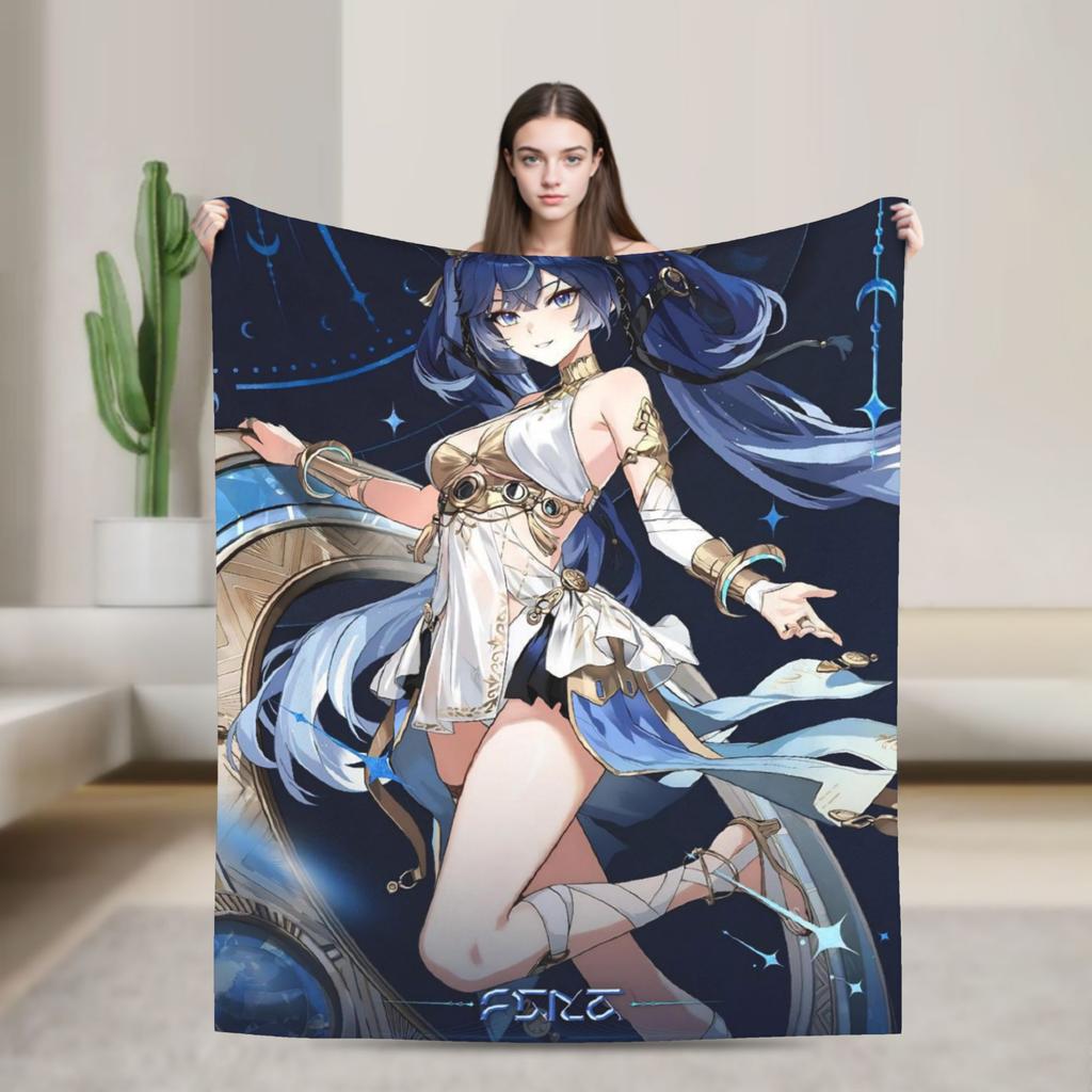 Chisa Wuthering Wave Galbrena Blanket  Warm Soft Fluffy Plush For Couch Chair Sofa Bed Decorative Flannel Bedspread Bed Cover