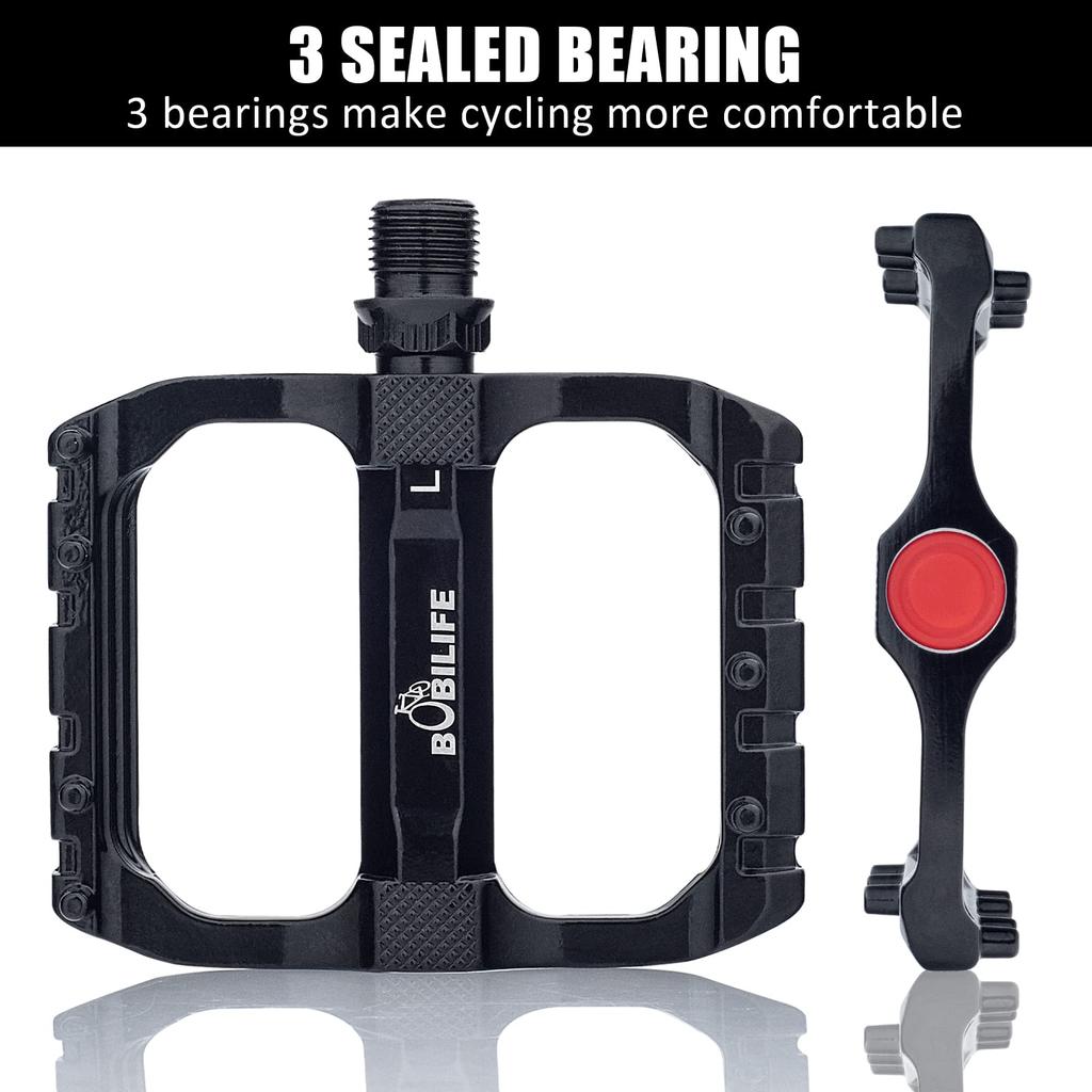 2 Bearing Mountain Bike Pedals MTB Pedals Bicycle Flat Pedals Aluminum Sealed Bearing Lightweight Platform for Road Mountain BMX MTB Bikes - 9/16"