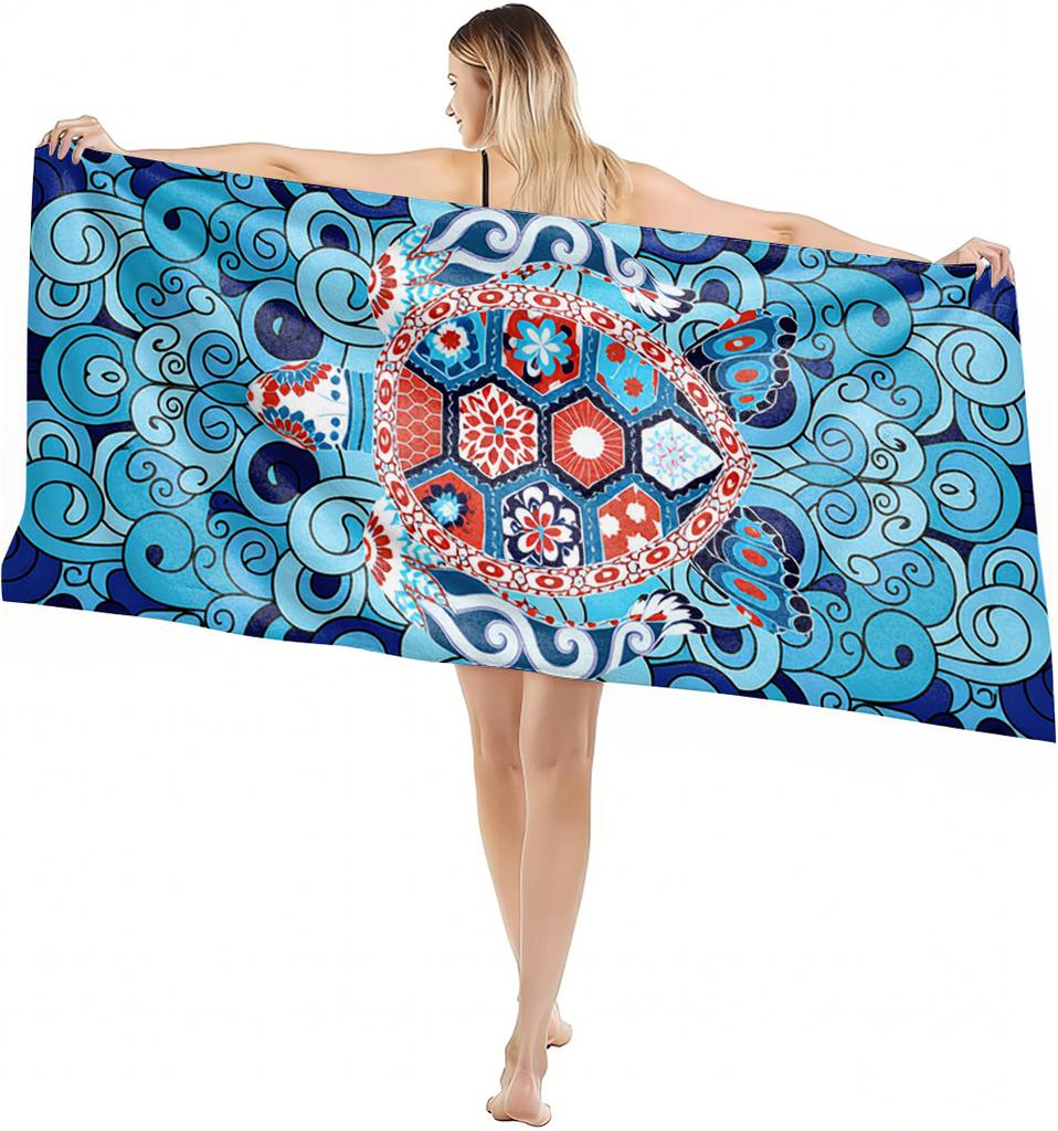 1PC Oversized Lightweight Beach Towel Bohemia pattern turtle Quick-Dry Beach Towel For Yoga Tourism Beach GYM Camping Swimming