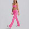 Women's Autumn Yoga Set: Flared Trousers with Sports Bra and Suspender Tube Top