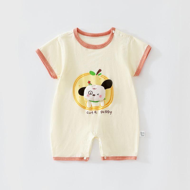Summer Baby Romper - Newborn Short Sleeve, Round Neck Cartoon Bodysuit