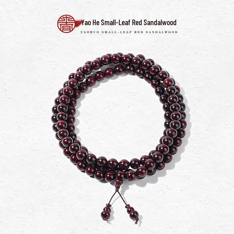 Small-leaf Red Sandalwood 108 Beads Buddhist Bracelet - High Density, High Oil, Multi-Strand, Old Material, Cultural Play Design.