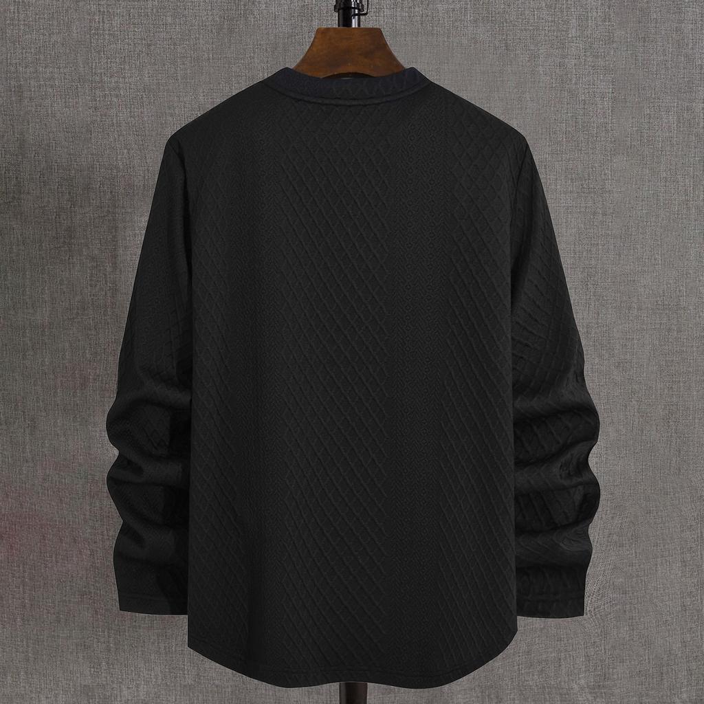 Мужская зимняя однотонная текстурированная толстовка с круглым вырезом, спортивная мужская толстовка большого размера в стиле кэжуал с круглым вырезом