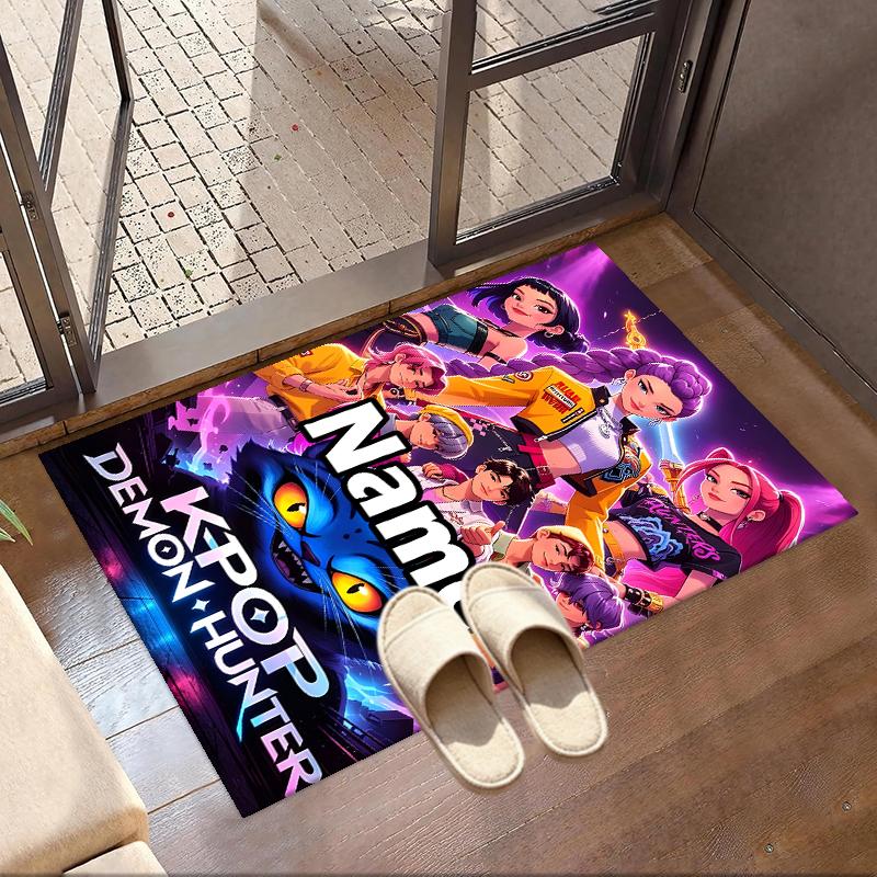 Custom Name Personalized KPop Demon Hunters Print Carpet, Versatile Home Decor Rug, for Playroom, Apartment, Balcony, Entryway, Hallway Gift