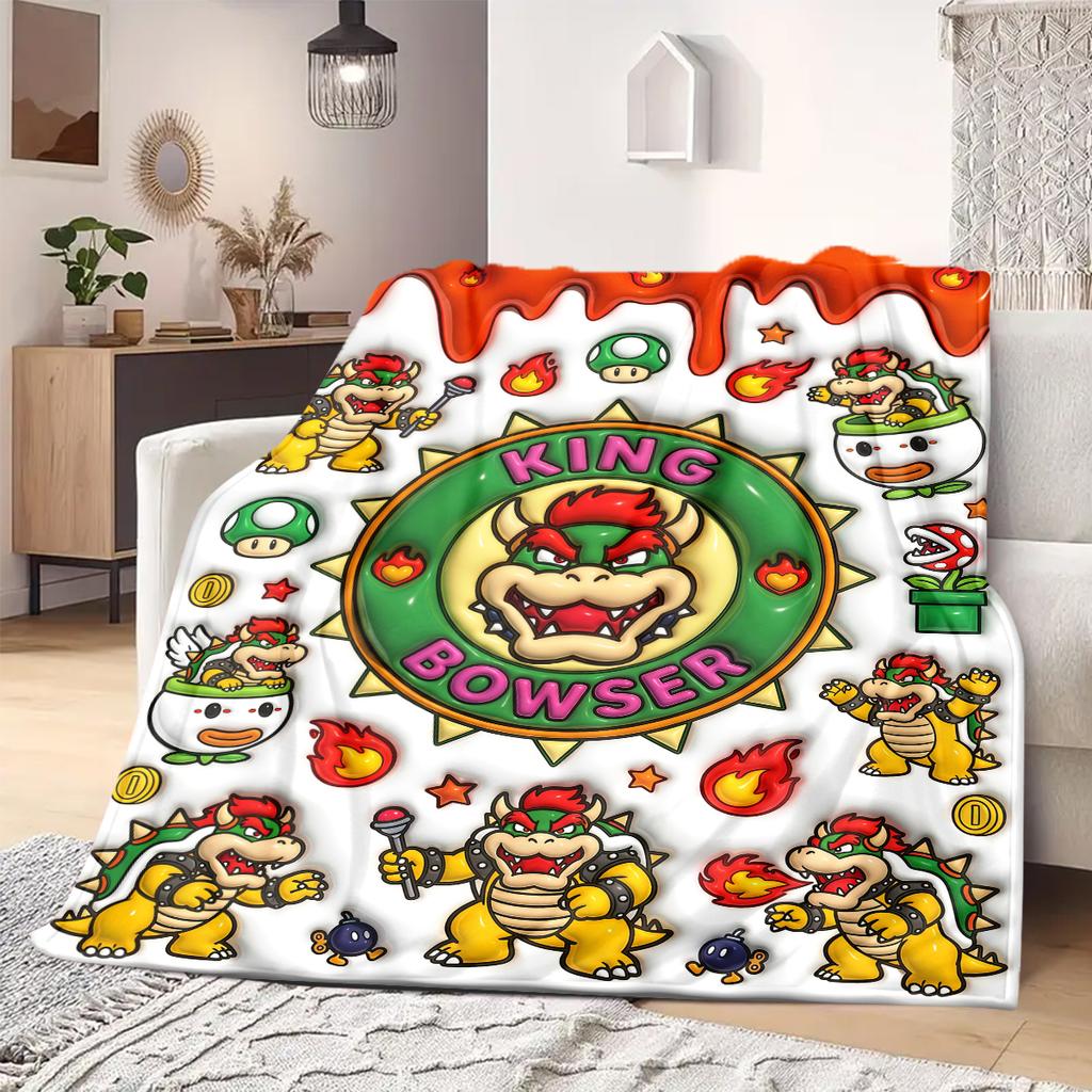 Mario Anime Print Blanket Warm  Comfortable Flannel Blanket Suitable for Bedrooms, Sofas, Beds, Chairs, Picnics, Travel