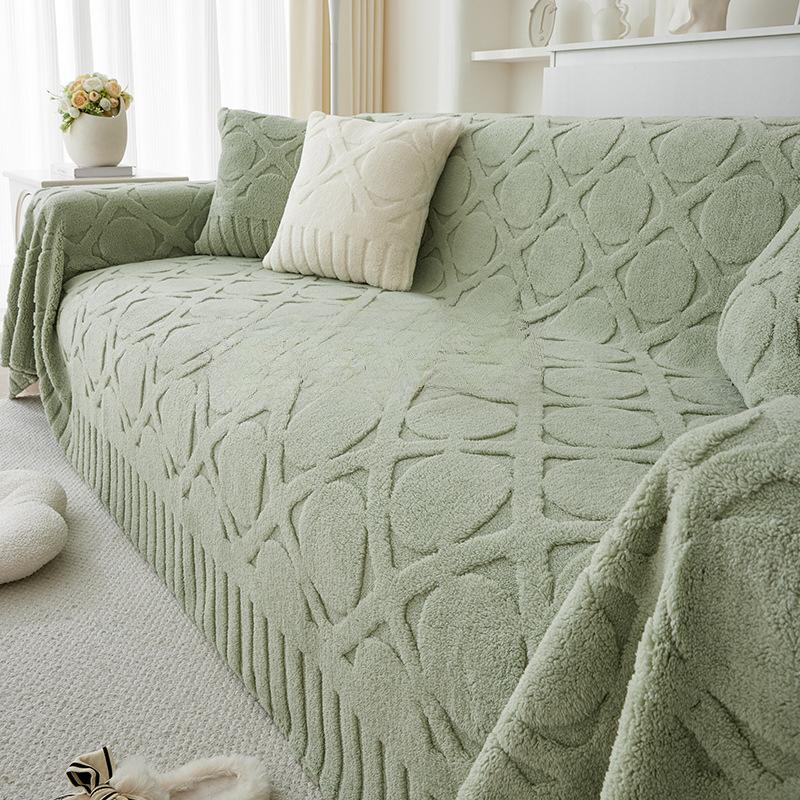 Cream Style Sofa Cover Towel High-Grade Comfortable Cotton Velvet Sofa Towel Plush Sofa Cover Cover Cloth