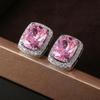 Романтичные женские серьги-гвоздики с розовым циркониевым кристаллом квадратной формы, нежные украшения для помолвки, свадьбы, вечеринки, подарков на день рождения