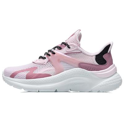 Li Ning Liuyun Нескользящие износостойкие низкие кроссовки для бега женские Бело-розовые AGLR036-2