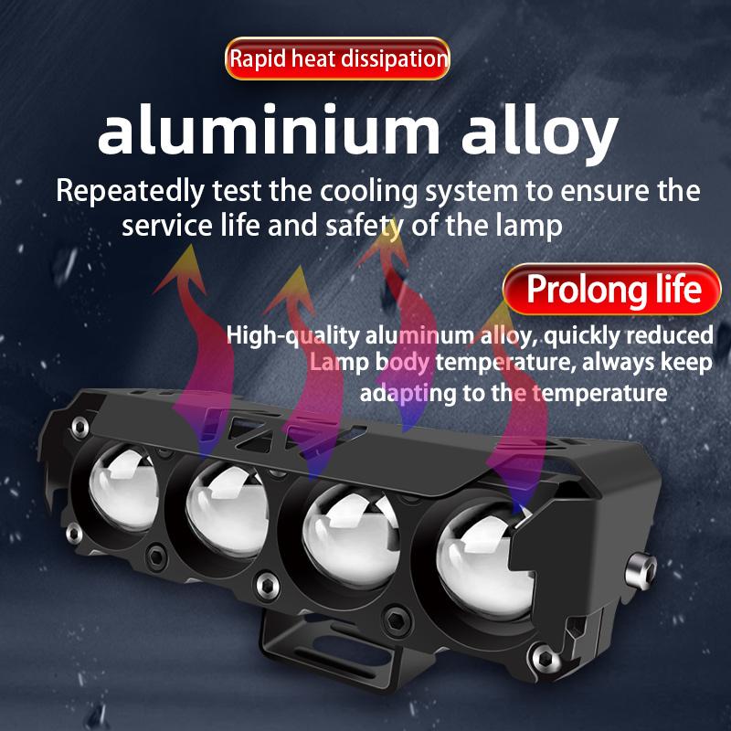 1/2 шт., 4 линзы, двойной цвет, прожекторы для мотоциклов, светодиодные фары, четыре глаза, дальний и ближний свет, водонепроницаемая внешняя противотуманная фара 12 В