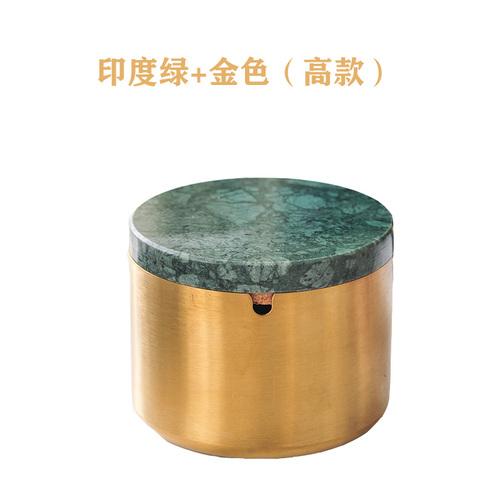 BREuropean Style Marble Alloy Ashtray with Lid Anti Fly Ash Luxury Stainless Steel Car Brass Color Multifunctional Ashtray DecorEY