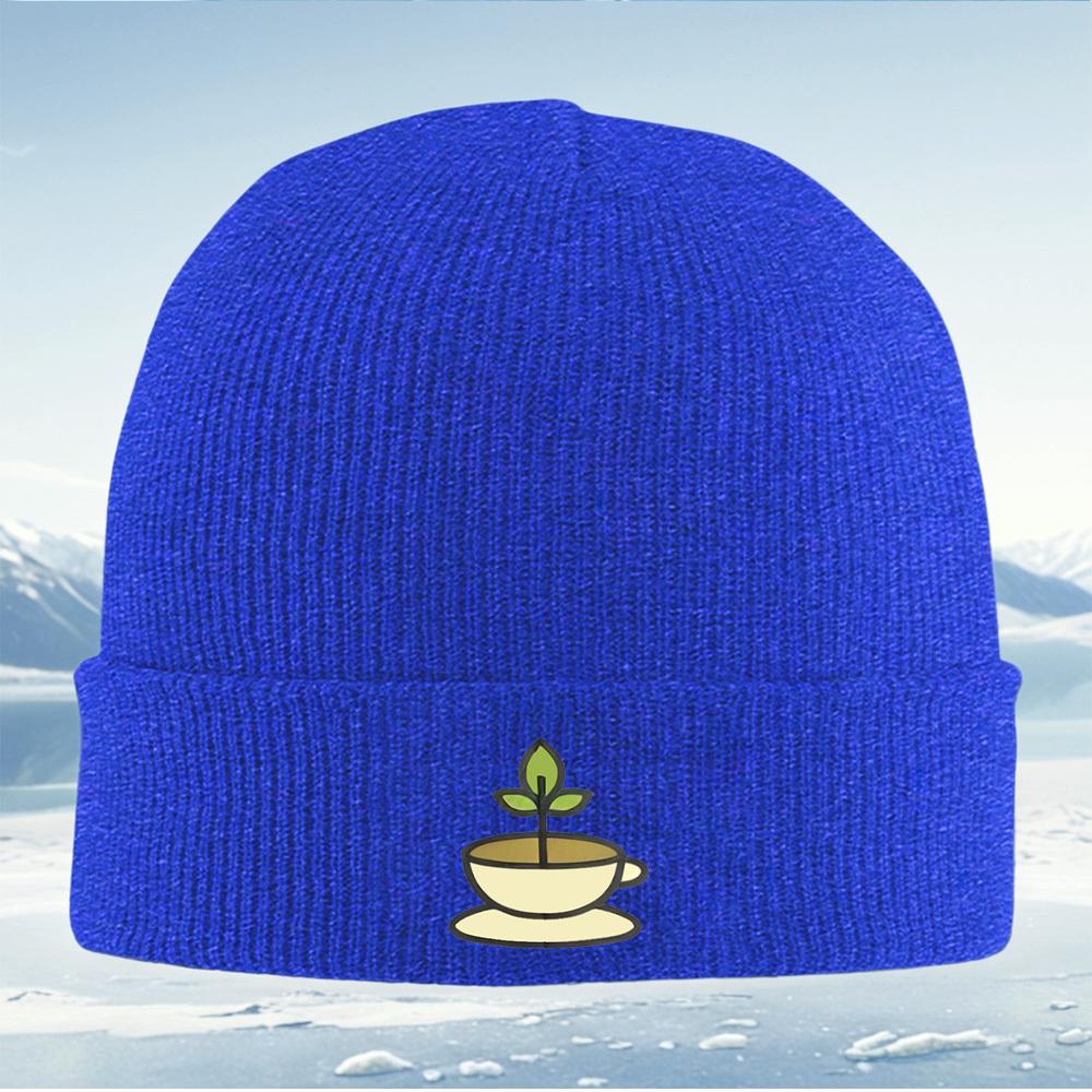 Tea cup plant sprout leaves growing Men Women Unisex Knitted Hat Beanie Pullover Cap Winter Thermal Warm Christmas Outdoor Cycli