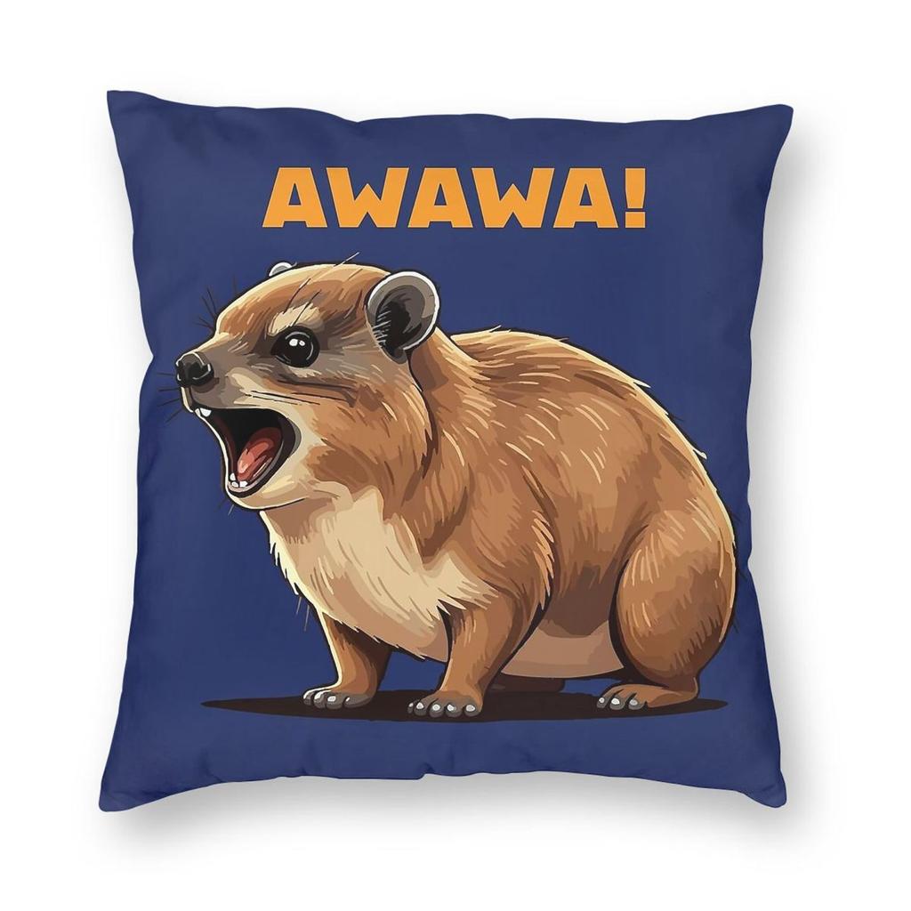 Rock Hyrax Awawa Funny Pillowcase Polyester Linen Velvet Pattern Zip Decor Sofa Seater Cushion Cover