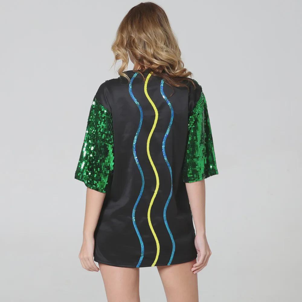 Свободная футболка с пайетками в виде сердечек персикового цвета 8 цветов - Коллекция весна/лето 2024 г.