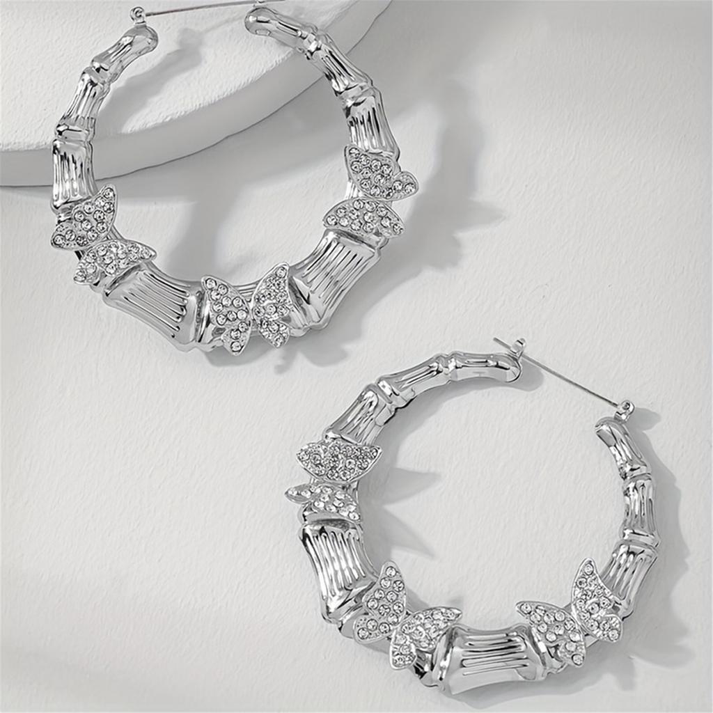 Stylish Butterfly Circle Earrings Drop Earrings Comfortable Ear Jewelry Alloy Texture Suitable for Daily and Party Wear