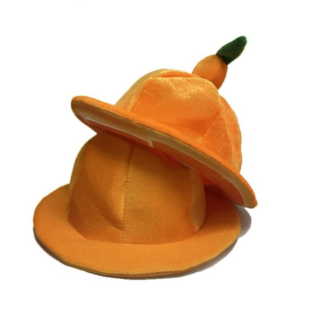 Comfortable Plush Orange Hat Cute Halloween Cap Costume Accessories Bucket Hat  Festival Event