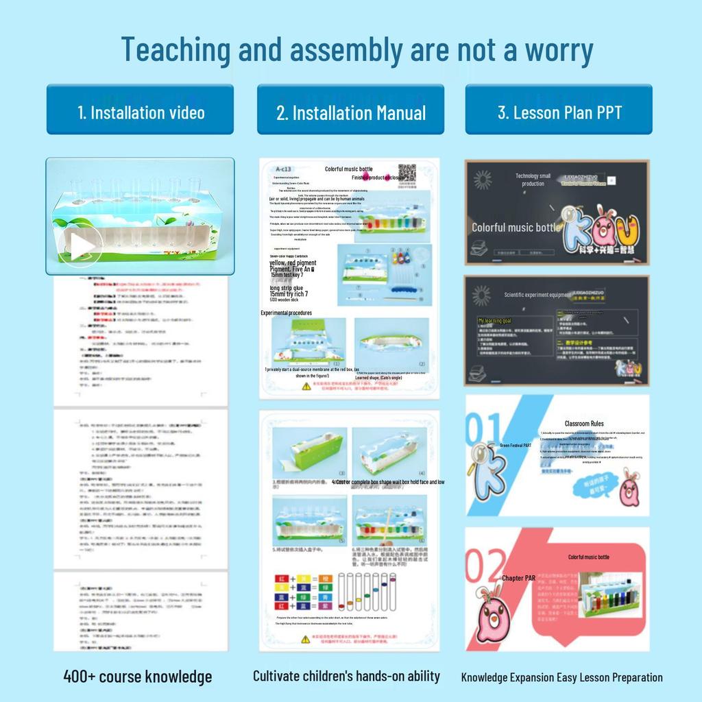 Красочный набор музыкальных инструментов «Сделай сам» из бутылок для студентов и детей - Сделанное вручную креативное учебное пособие для научных экспериментов
