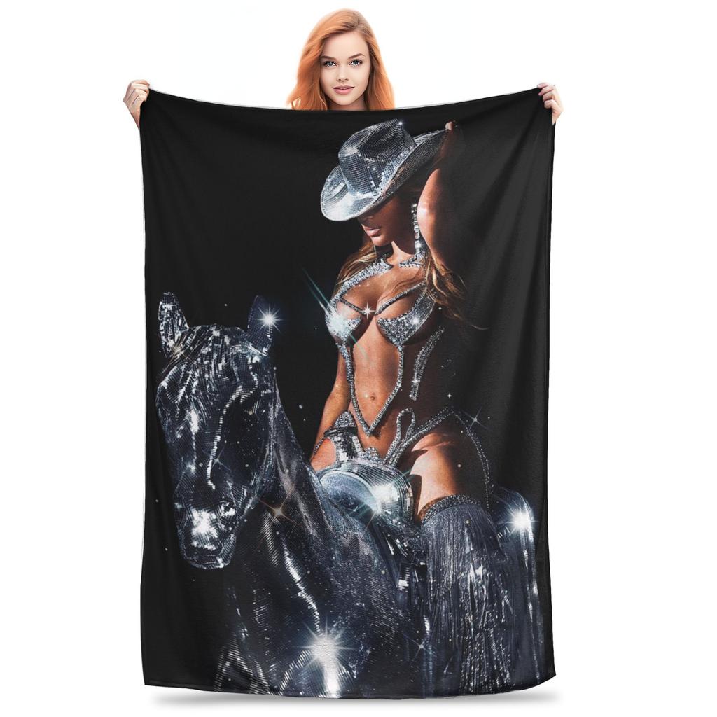 Flannel Throw Blanket Singer Beyonce Renaissance Tour Warm Plush Blankets Soft Bedspread for Bed Living room Home Picnic Couch