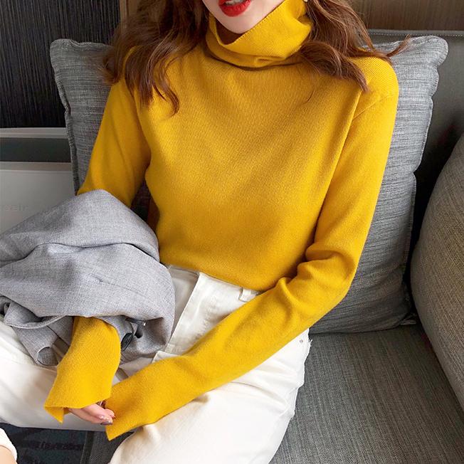 Осенне-зимняя модная женская узкая эластичная повседневная водолазка с длинным рукавом, свитер, женские трикотажные рубашки, пуловер