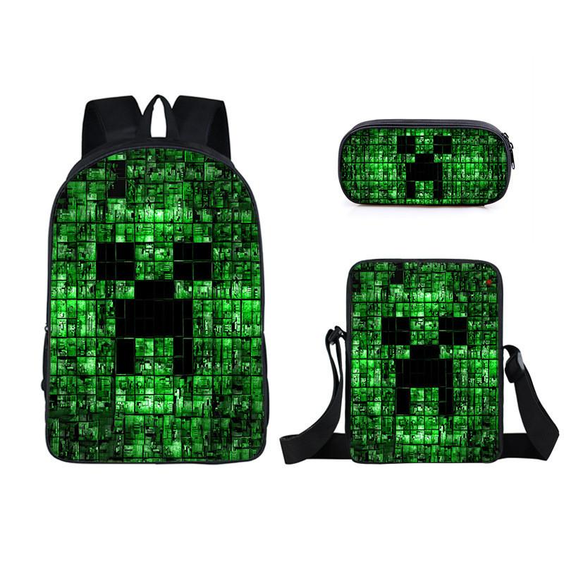 Minecraft Cartoon Game Character Printed Children Large Backpack Capacity