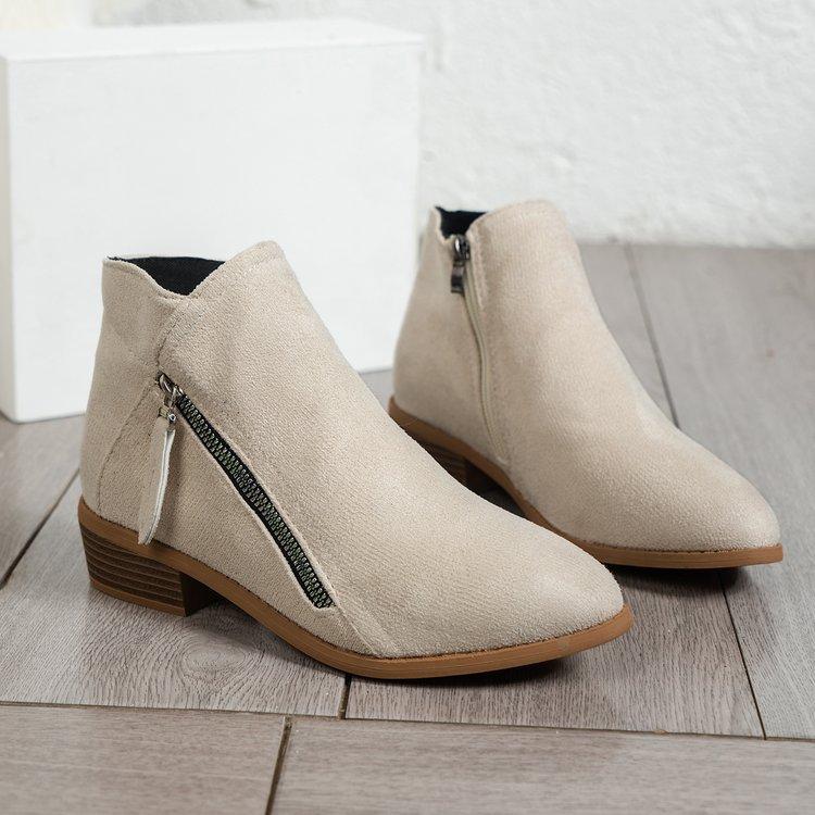Large Size Side Zipper Square Heel Pointed Chelsea Boots Autumn and Winter Women's Boots