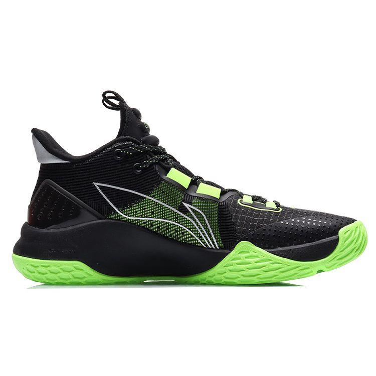 Баскетбольные кроссовки Li Ning Combat Low, прочные, нескользящие, низкие, мужские, черные, зеленые ABPR027-1