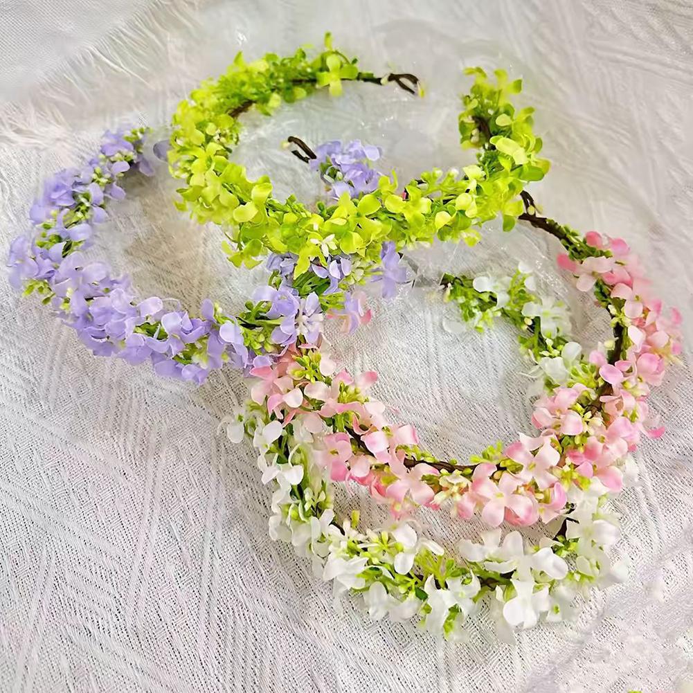 Pastoral style Rapeseed Flower Wreath Headband Beautiful Floral Kids Sweet Resin Flower Hair Accessories