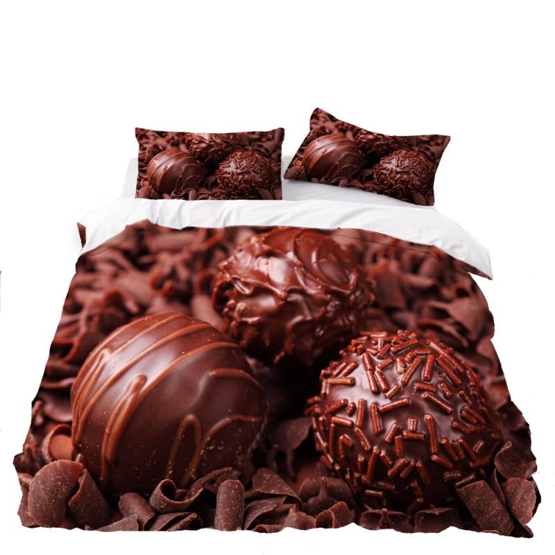 Twin/Full/Queen Size Cute 3D Food-Printed Down Quilt Cover & Pillowcase Bedding Set with Dessert Doughnut Pattern