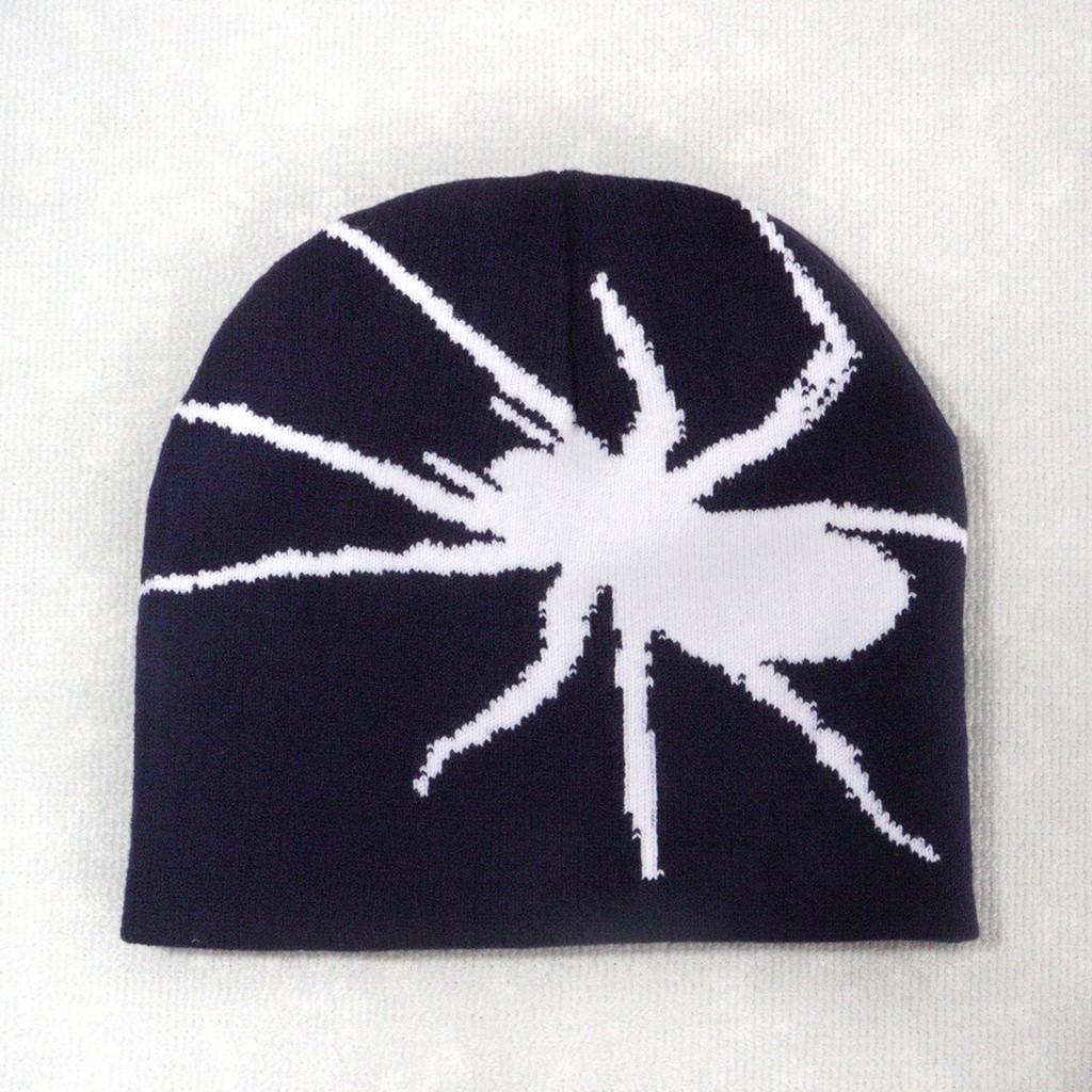 Knitted Fashion Hat With Spider Embroidery Design For Keeping Outdoors Warm