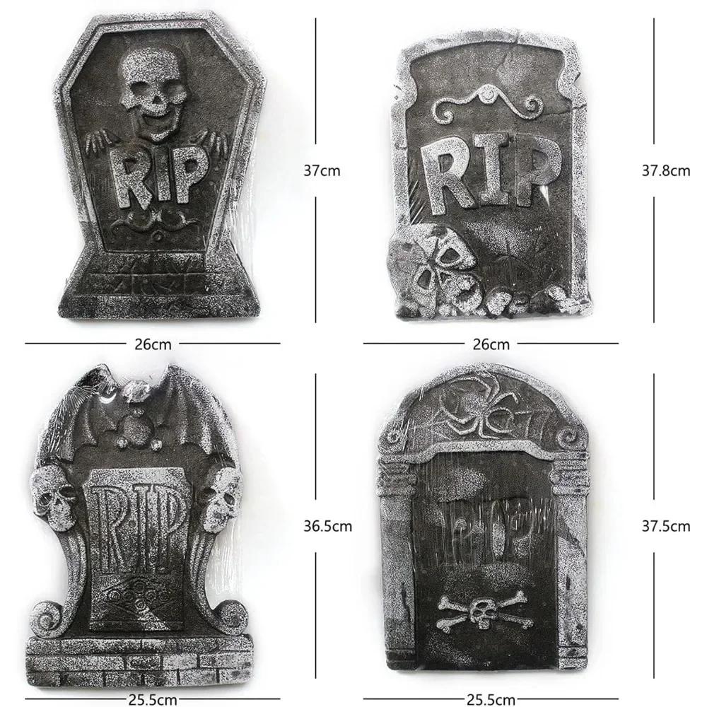 Хэллоуинские таблички для двора, украшение в виде надгробного камня, кладбище, 4 различных пенопластовых, дом с привидениями, кладбище для дома, уличная вечеринка, реквизит для розыгрышей