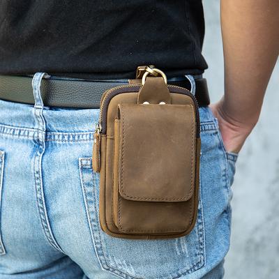 Сумка для мобильного телефона мужская поясная сумка многофункциональная кожаная маленькая поясная сумка Crazy Horse