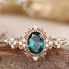 Luxury Accessories, New Ladies Ring, Alloy Inlaid Green Zircon Diamond Ring Tide