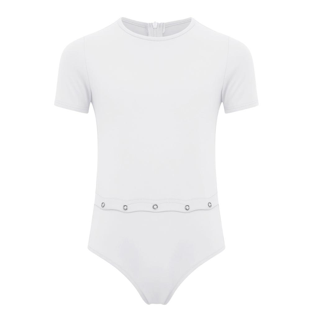 Унисекс Детская Адаптивная Одежда Ромпер с Невидимой Молнией Сзади Против Снимания Круглый Вырез Короткий Рукав Боди