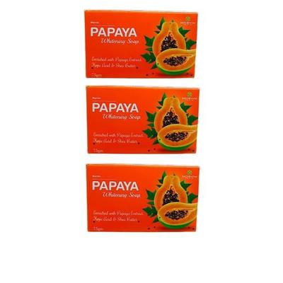 Отбеливающее мыло Morvin Papaya с экстрактом папайи, маслом ши, 75 г, упаковка из 3 штук