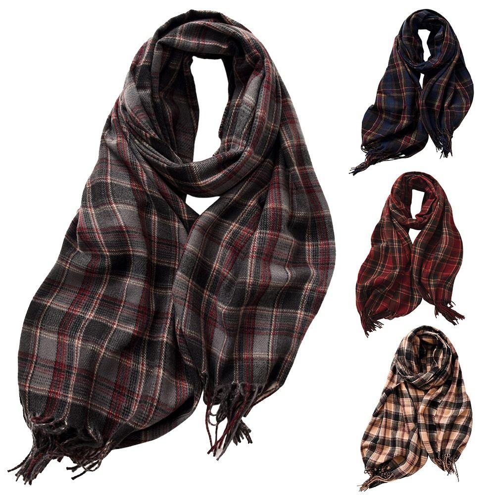 180*68cm Imitation Cashmere Scarf Vintage Plaid Printed Mujer Foulard Blanket Autumn Winter Warm