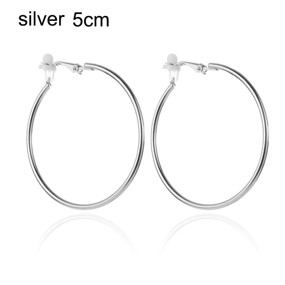 Пара ювелирных изделий золото серебро черный женская мода большой круг клипса на ухо без пирсинга серьги кольца