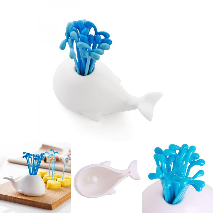 Charming Whale-themed Kitchen Utensil Set With 16 Colorful Fruit Vegetable Forks