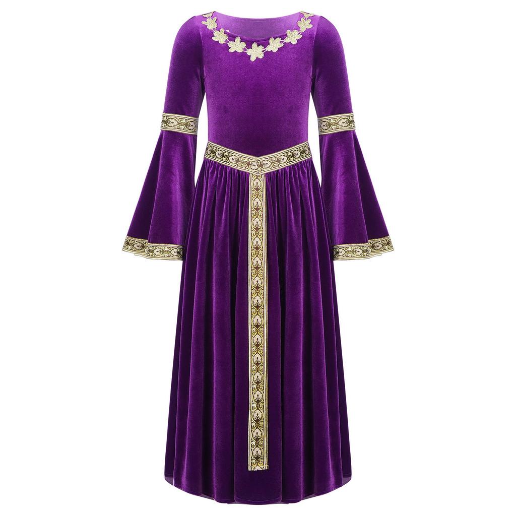 Girls Medieval Princess Costume Renaissance Costume Robe Retro Gown Dress for Halloween Cosplay Dress Up