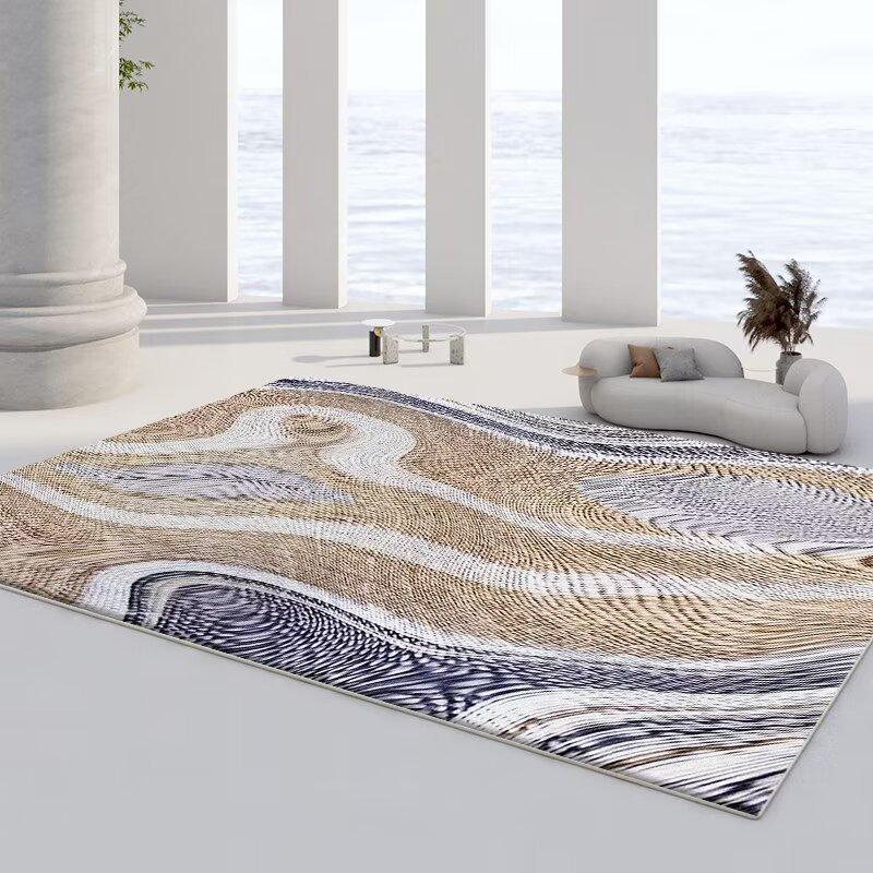 Modern Ombre Carpet Blue Brown Geometric Pattern Large Non Slip Area Rug for Living Room Sofa Home Decor
