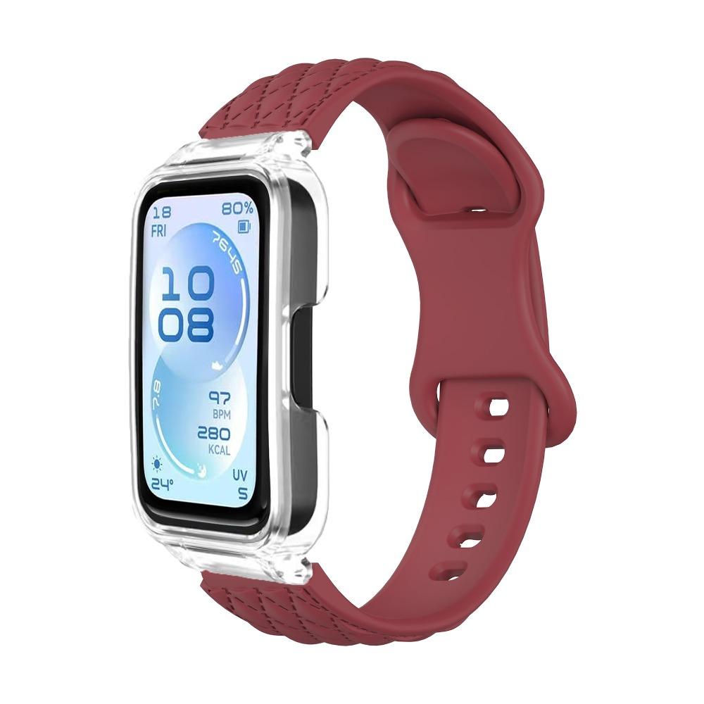 Микроволновый узор Однотонный ремешок + ПК-чехол для Huawei Band 11/11pro Мягкий силиконовый спортивный ремешок для часов для Huawei Band 11/11pro