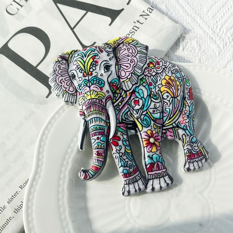 Милый слон Богемный узор Рельефный магнит из смолы Традиционный дизайн Стерео рельеф Для холодильника Сувенир из путешествия Магнитный