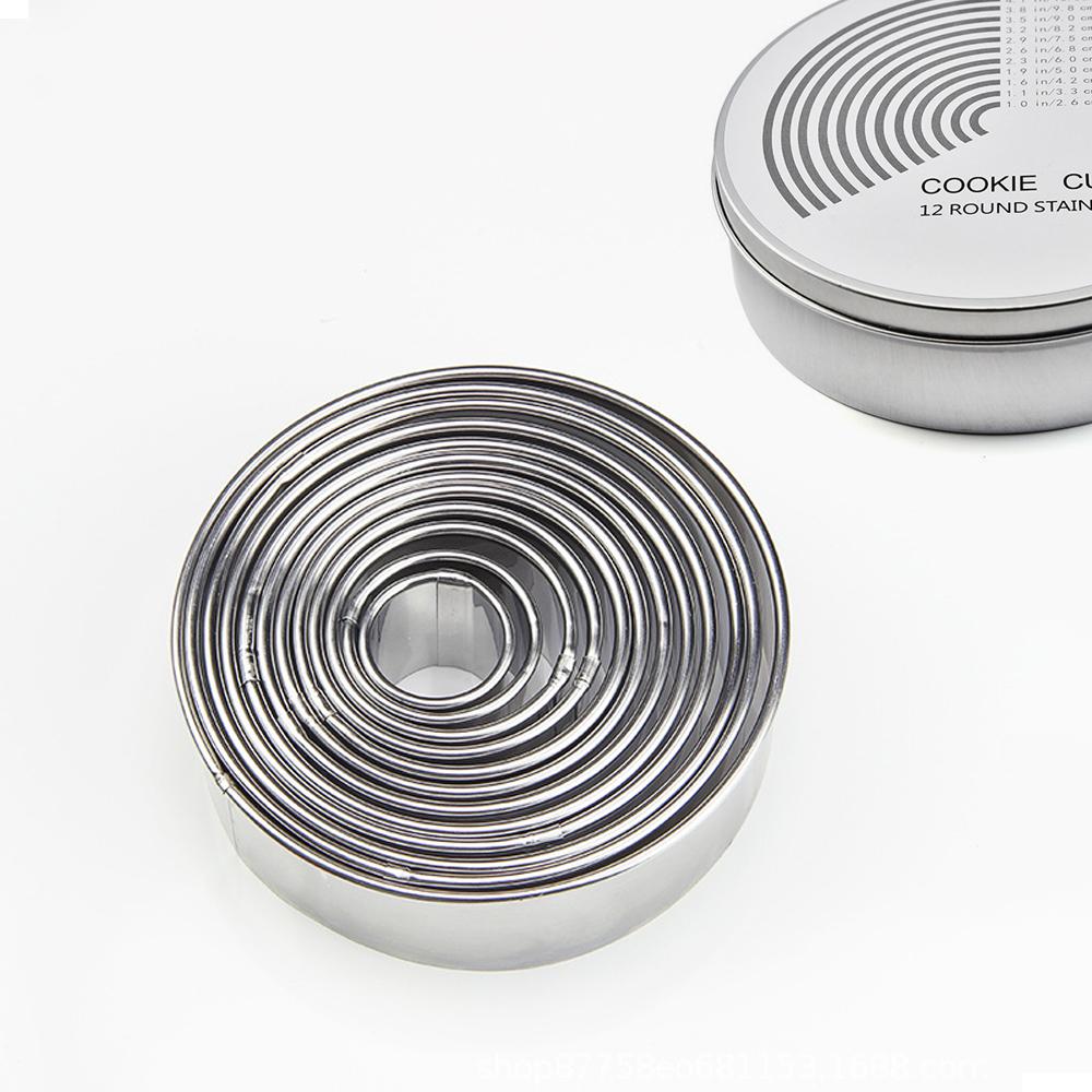 12PCS/Set Stainless Steel Round Cake Mold Baking Mousse Ring Kitchen Cutter DIY Cake Ring Tools Tools Pizza Cooking Cookie