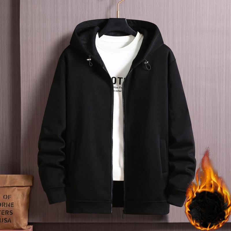 Мужская зимняя куртка на молнии 10XL Plus из бархата с утолщением, повседневная модная куртка с капюшоном, мужская одежда больших размеров, высококачественный универсальный топ черного цвета